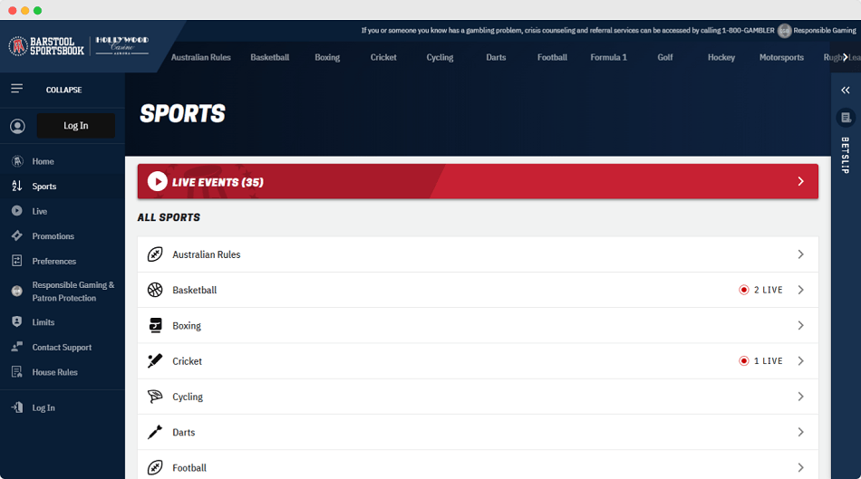 Screenshot of Barstool Illinois Sport section