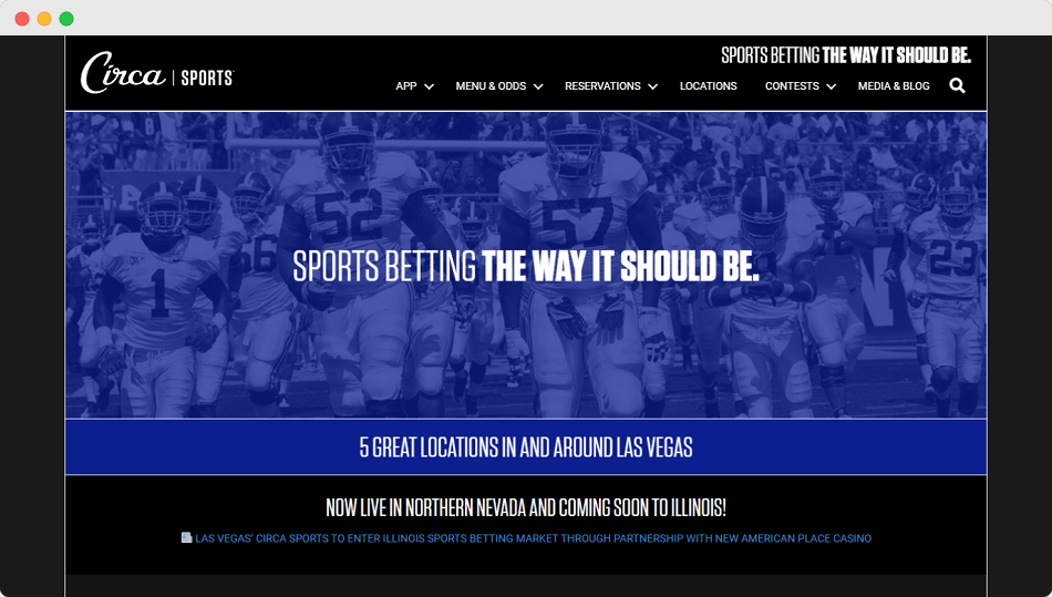 Screenshot of Circa Sports Illinois homepage